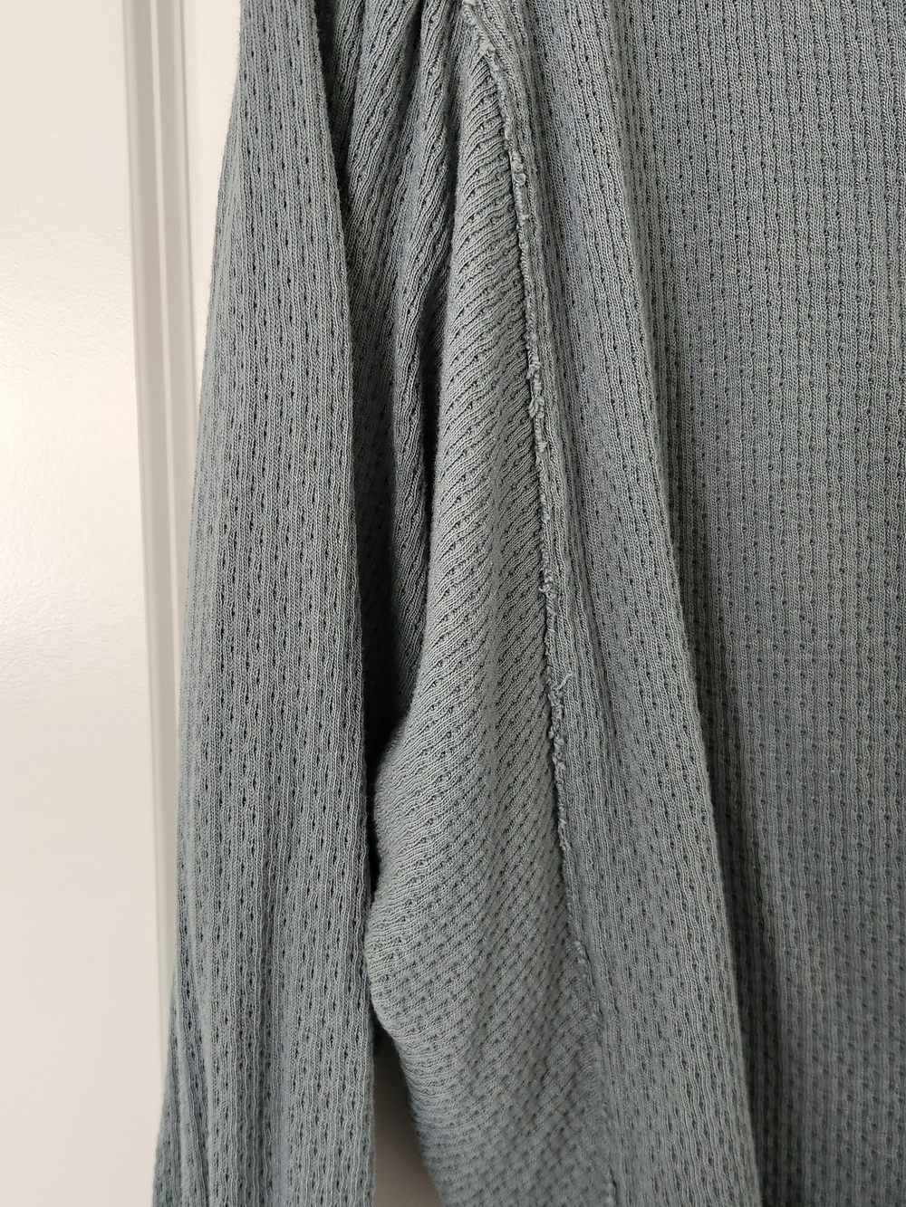 Free People Slate Green Waffle Henley Long Sleeve - Picture 2 of 6